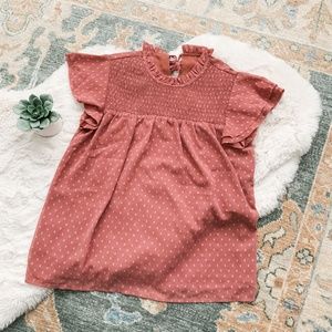 NWOT Paitluc Mauve Swiss Dot Short Sleeve Top- Size Small